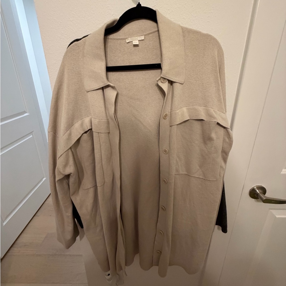 COS Beige Button-Up Cardigan